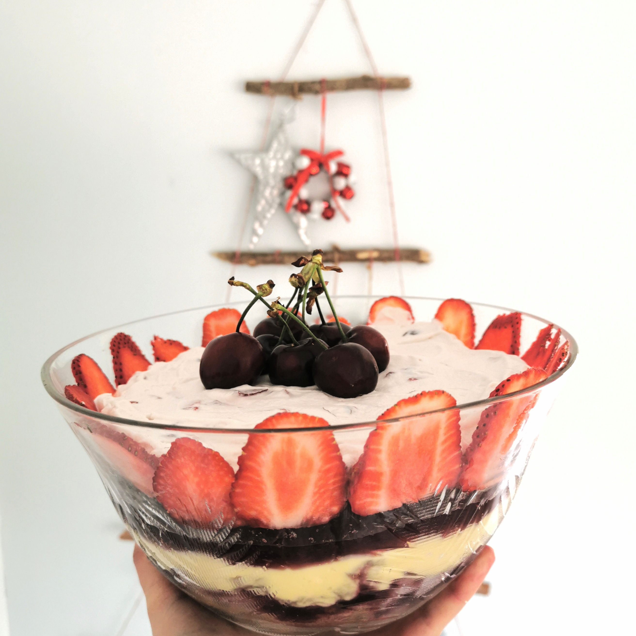 Cherry and Vanilla Trifle with Strawberries